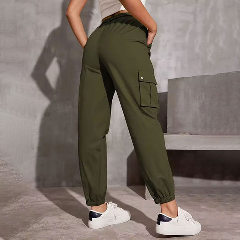 European Overalls Women Spring Autumn High Waist Wide Leg Ankle Tied Small Casual Slimming Gray Sports Pants Women