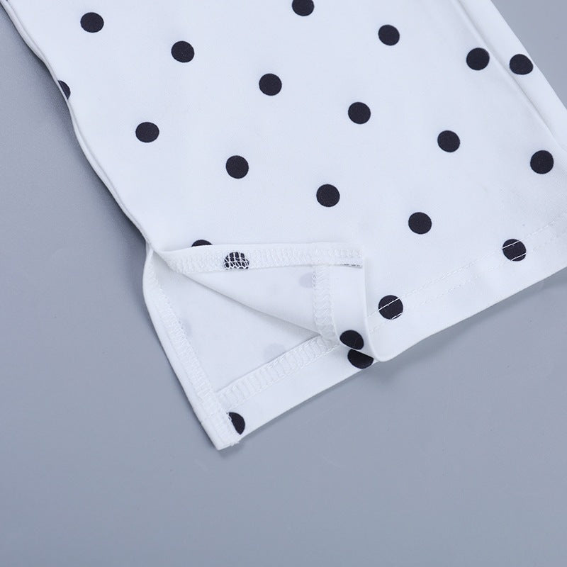 Polka Dot Printed Elegant Sports Casual Tight Cropped Pants