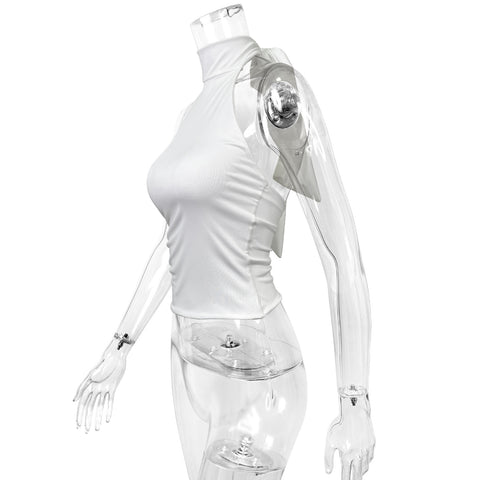 Sleeveless  Exposed Cropped Women