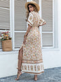 Debra Bohemian Beige Printed Dress Long Tassel