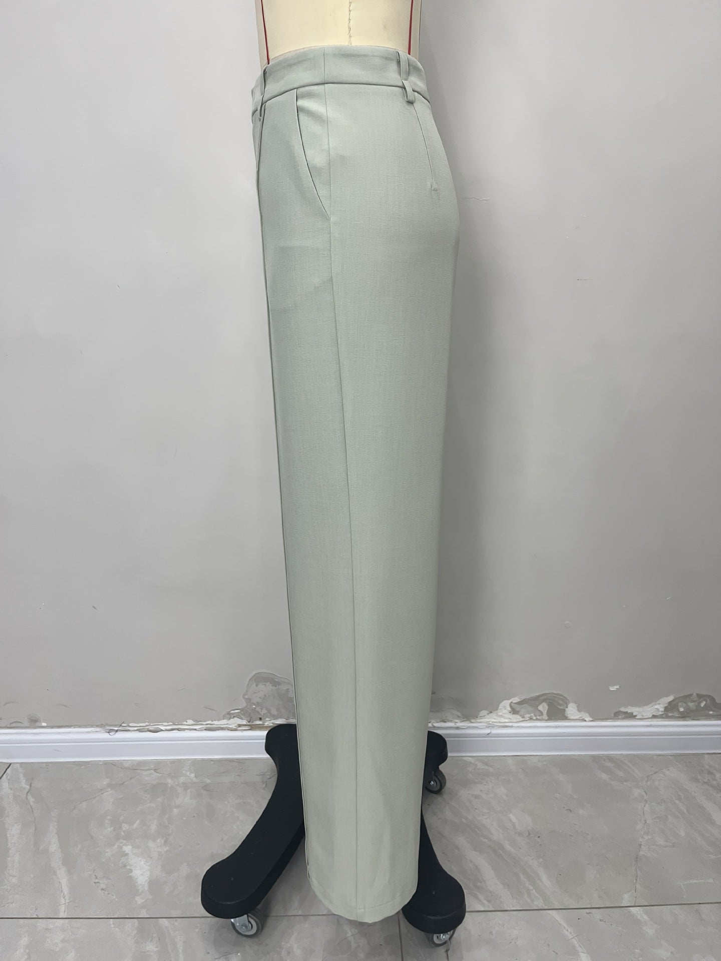 Professional Work Pant Casual Woven Solid Color Double Pocket Women Straight Leg Pants Trousers
