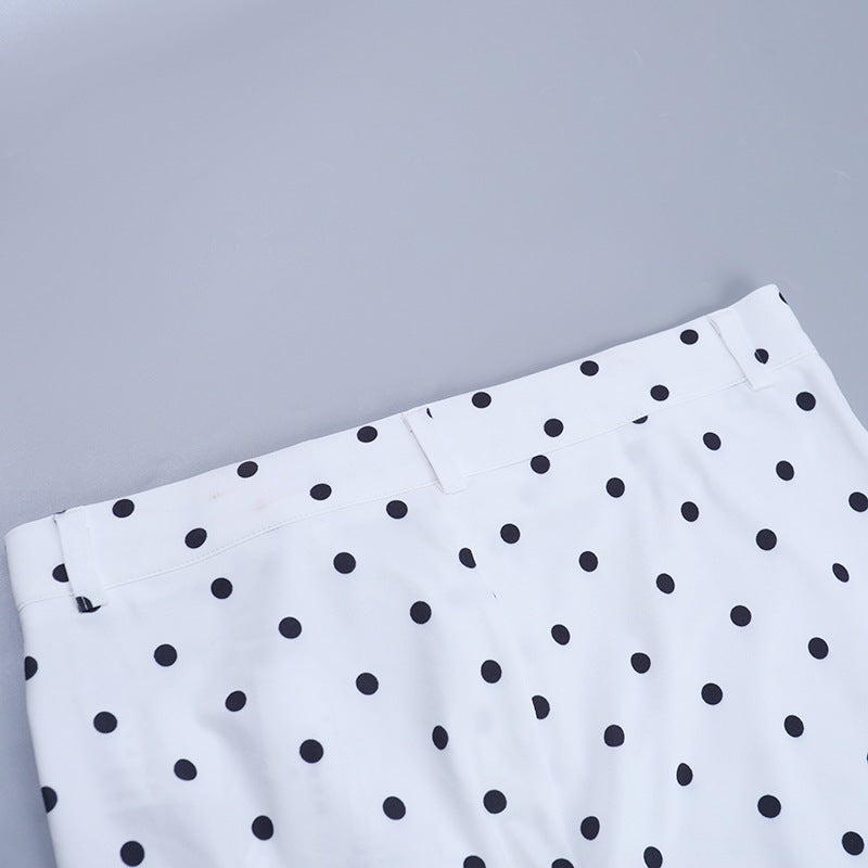 Polka Dot Printed Elegant Sports Casual Tight Cropped Pants