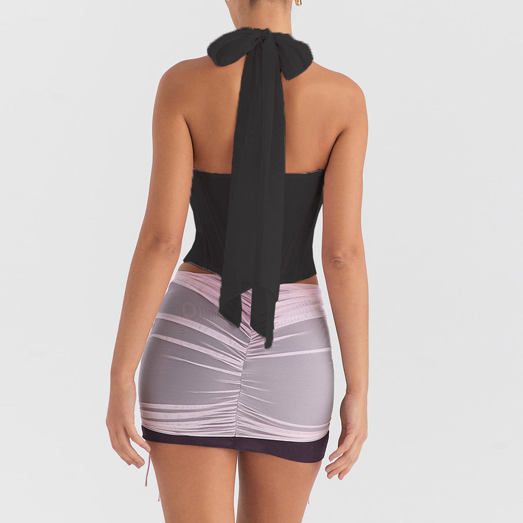 women Corset Tank Cross Tied Slim Fit