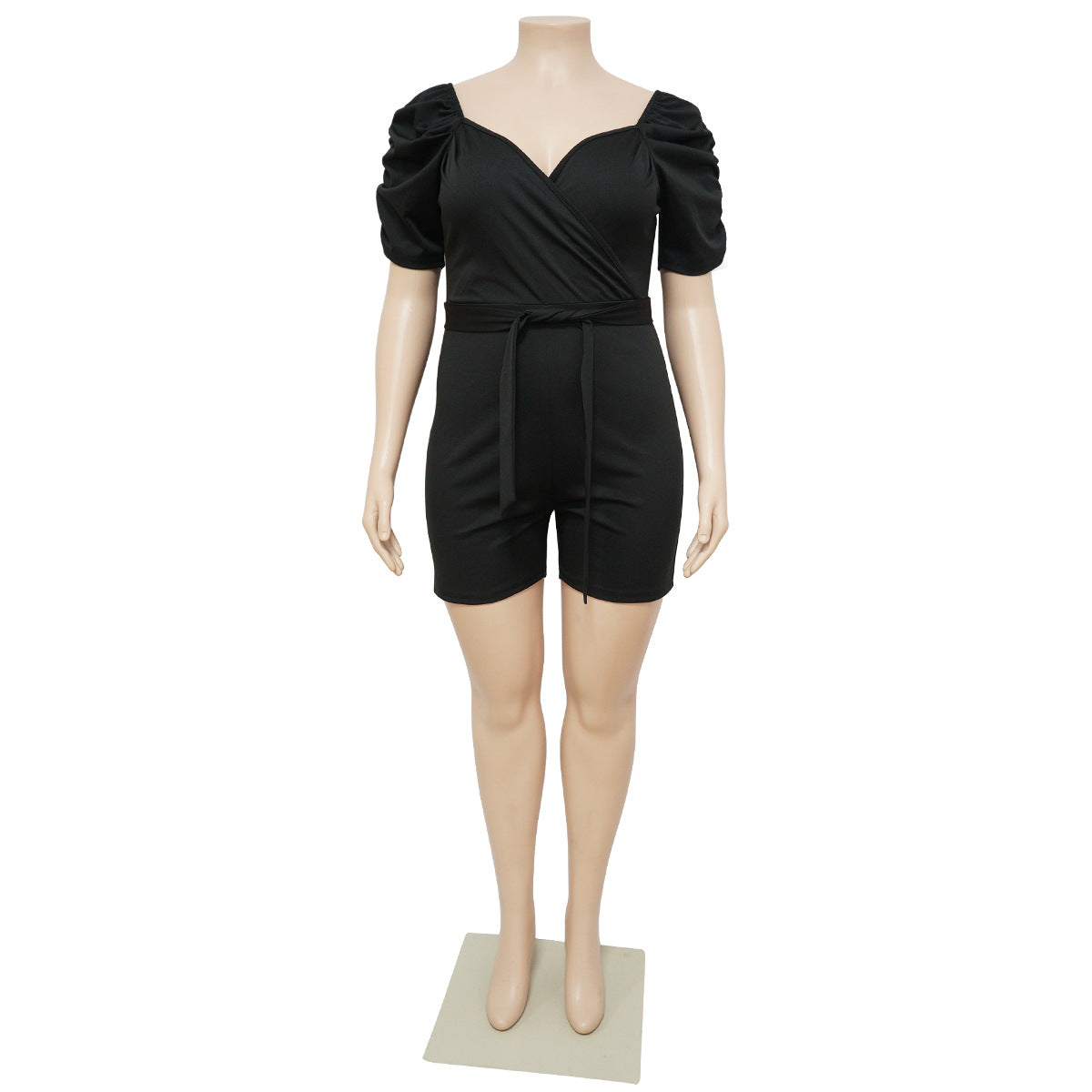 Plus Size Women Clothing Casual Sexy Solid Color Belt Jumpsuit