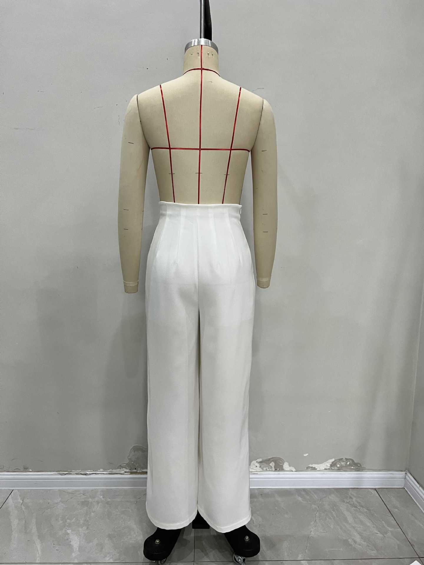 Women high waist wide leg pants Irregular Asymmetric cinched pocket high quality trousers wide leg pants