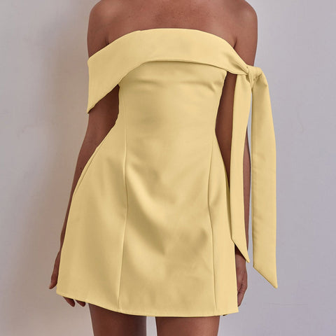 Hawaii Off Neck Bandeau One Shoulder Sexy Clothing A line Dress