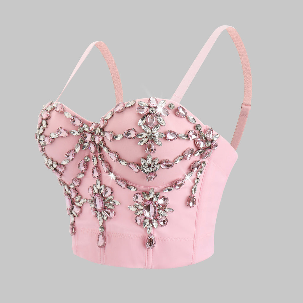 women Sling Vest Rhinestone Corset Sexy