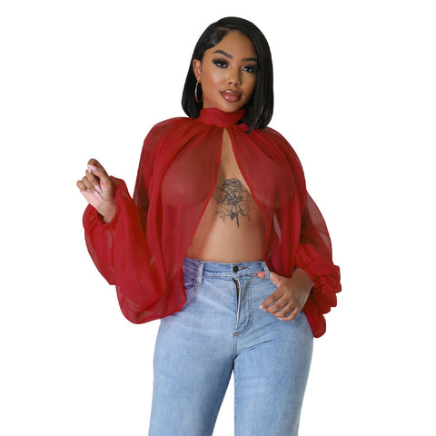Women  Printing Batwing Sleeve