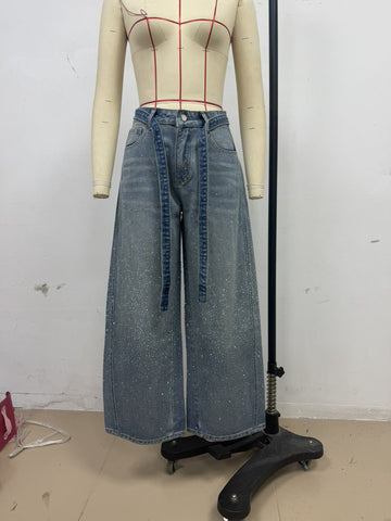Starry Wide Leg Jeans for Women Loose High Waist Slimming Casual Trousers Spring