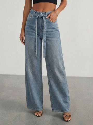 Starry Wide Leg Jeans for Women Loose High Waist Slimming Casual Trousers Spring