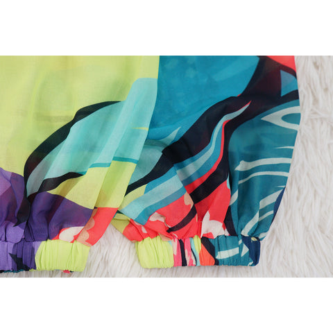 Women  Printing Batwing Sleeve