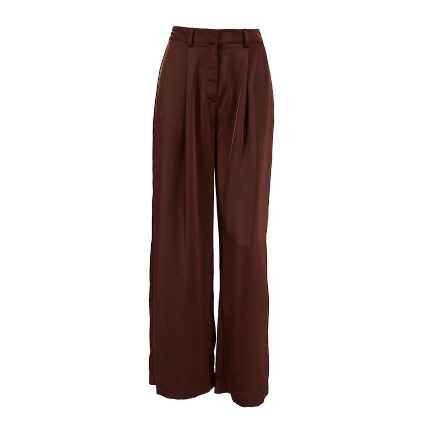 Loose Drooping High Waist Casual Pants for Women Spring Lazy Wind Slimming Wide Leg Pants