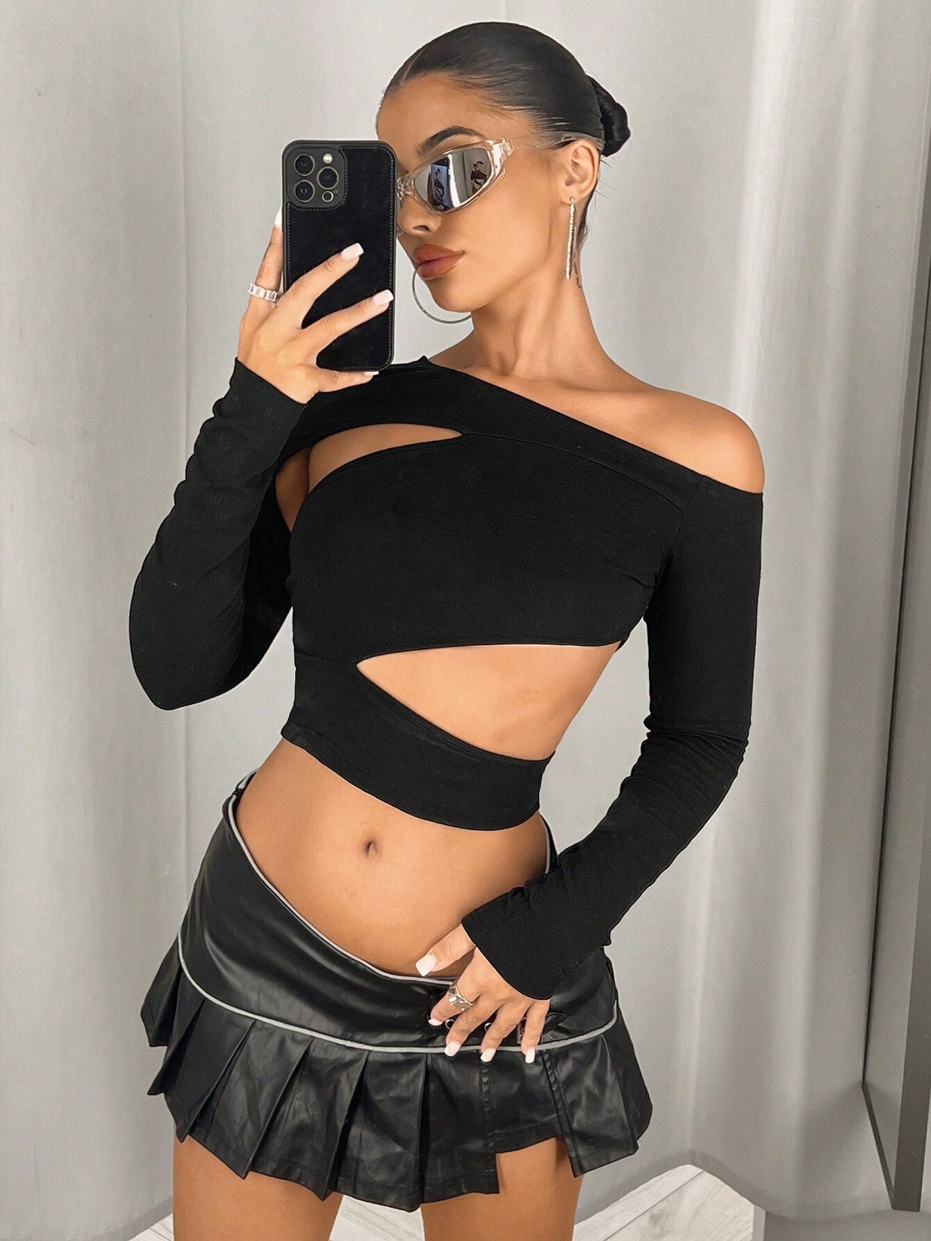 Women Trendy Asymmetric One Shoulder Long Sleeve