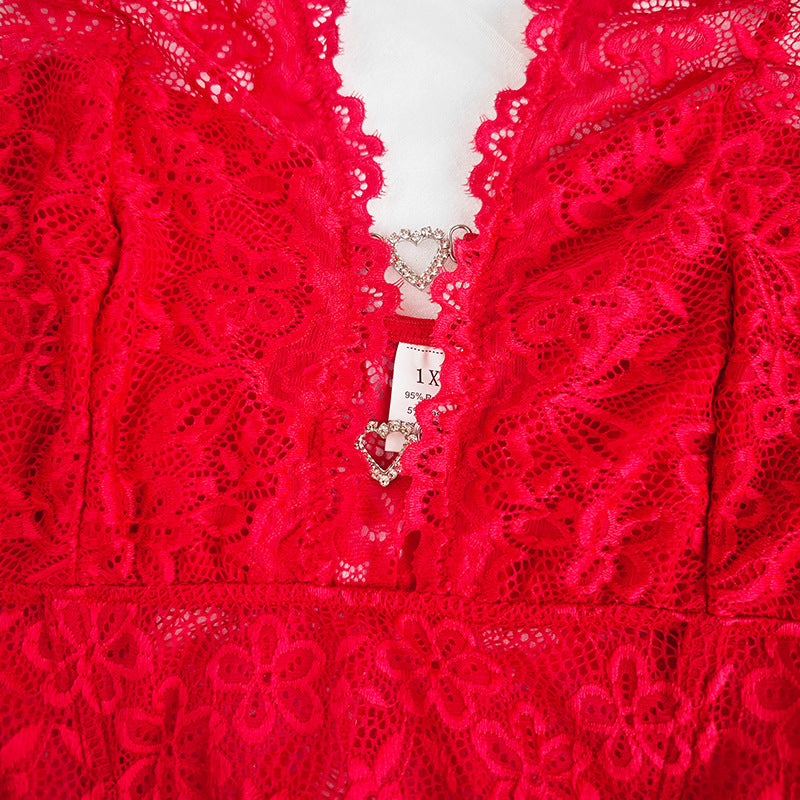 Plus Size Lace Sexy Slim Top Popular Hollow Out Cutout out Short Halterneck Vest