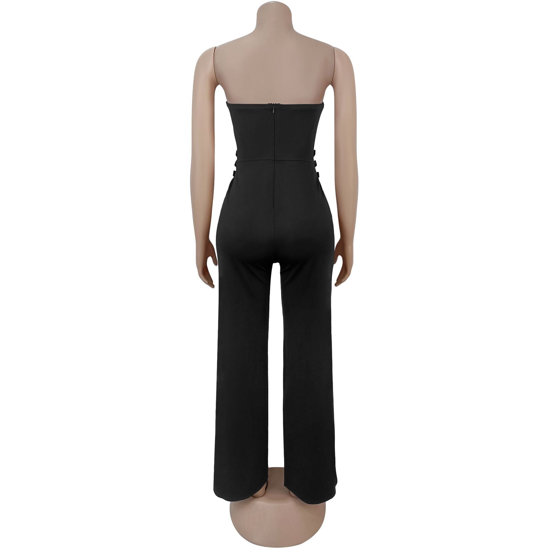 Women Wear Casual Sexy Tube Top Metal Buckle Jumpsuit