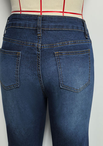 Spring Summer Retro High Waist Skinny Jeans Slimming Elegant Women Trousers