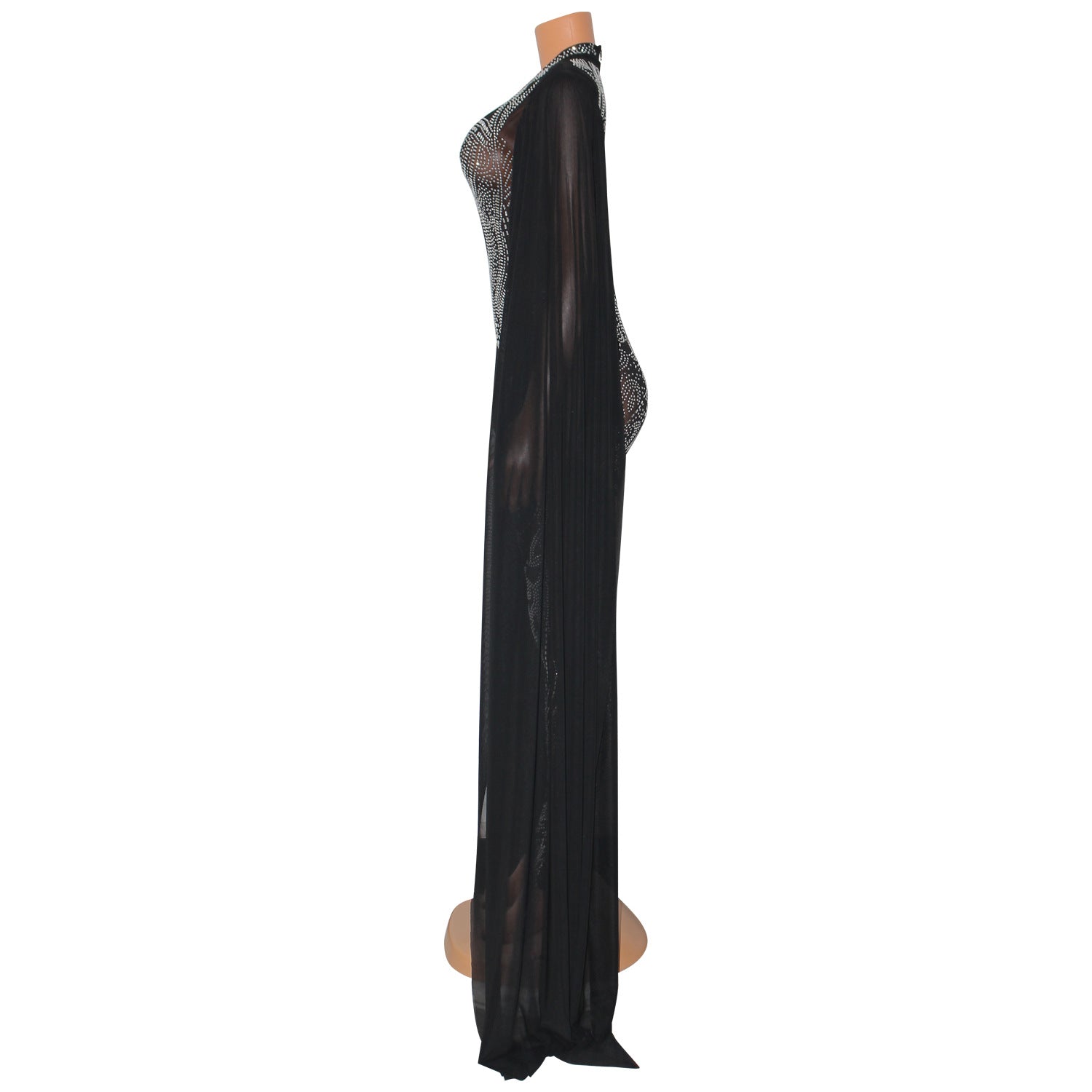 Autumn Winter Women Clothing Sexy Mesh Rhinestone See through Nightclub Jumpsuit Women