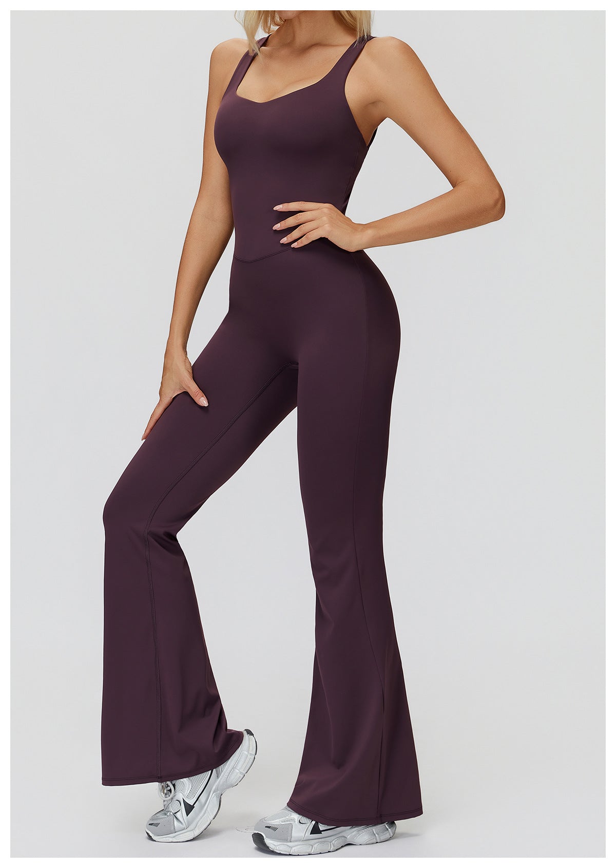 Brushed Yoga Clothes Cross Back Micro Pull Wide Leg Jumpsuit Running Sports Fitness Clothes Women