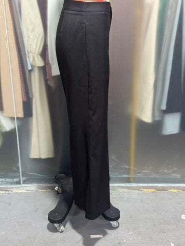 Neat Office Wide Leg High Grade Light Luxury Women Pants Straight High Waist Black Casual Draping Polyester Work Pant