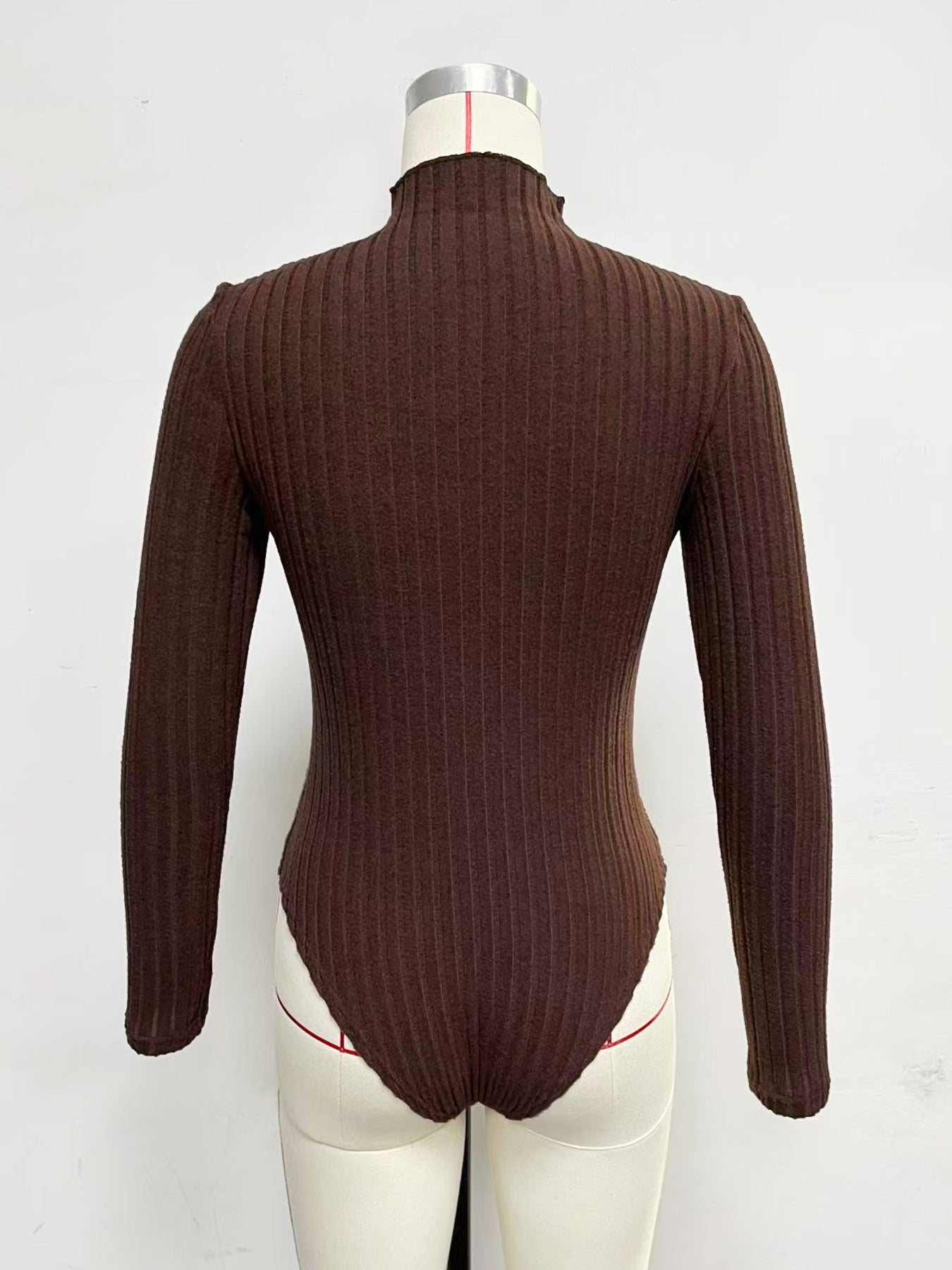 Florida Sunken Stripe Hollow Out Cutout Slim Comfortable Inner Half Bodysuit
