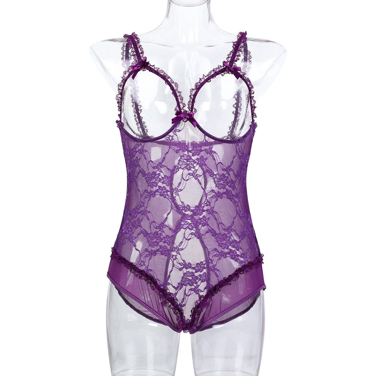 Plus Size Woman Low Cut Underclothes Women Clothing Sexy Lingerie Lace Sexy Sling Open End Jumpsuit
