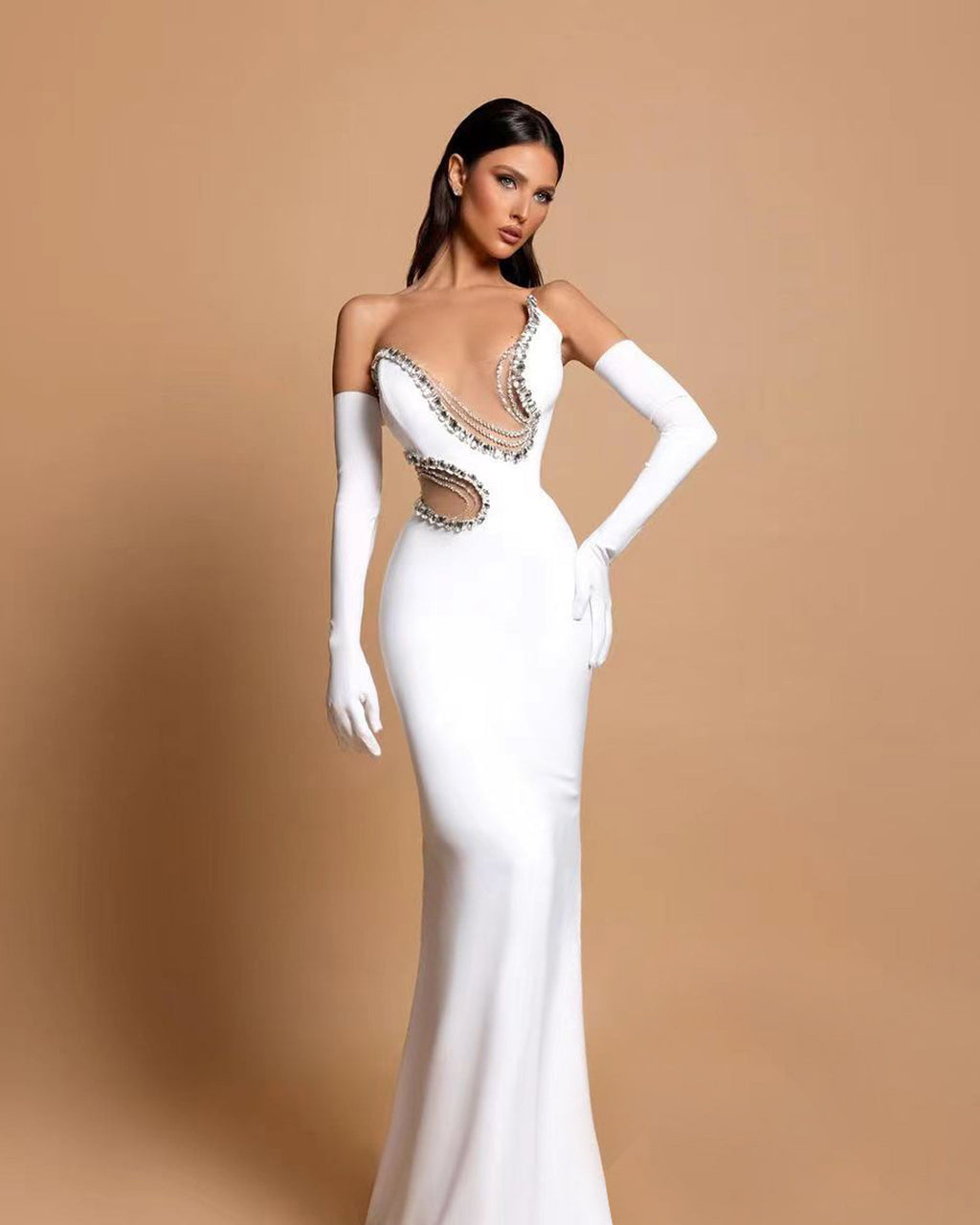 Mount Tabor High Quality Europe Sexy Maxi Empire Diamonds Lace Dress