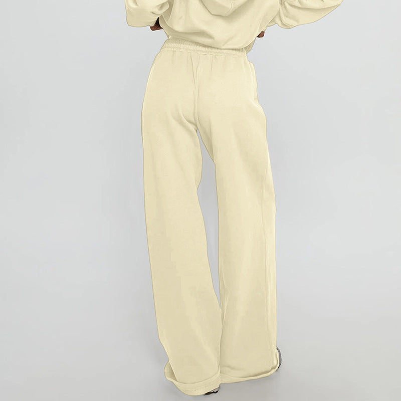 Women Wear Autumn Casual Loose Drawstring Tight Waist Solid Color Trousers