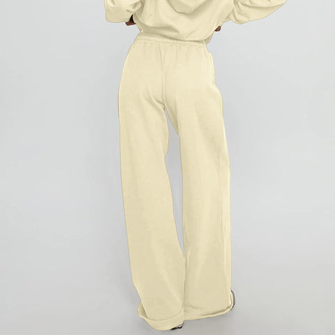 Women Wear Autumn Casual Loose Drawstring Tight Waist Solid Color Trousers