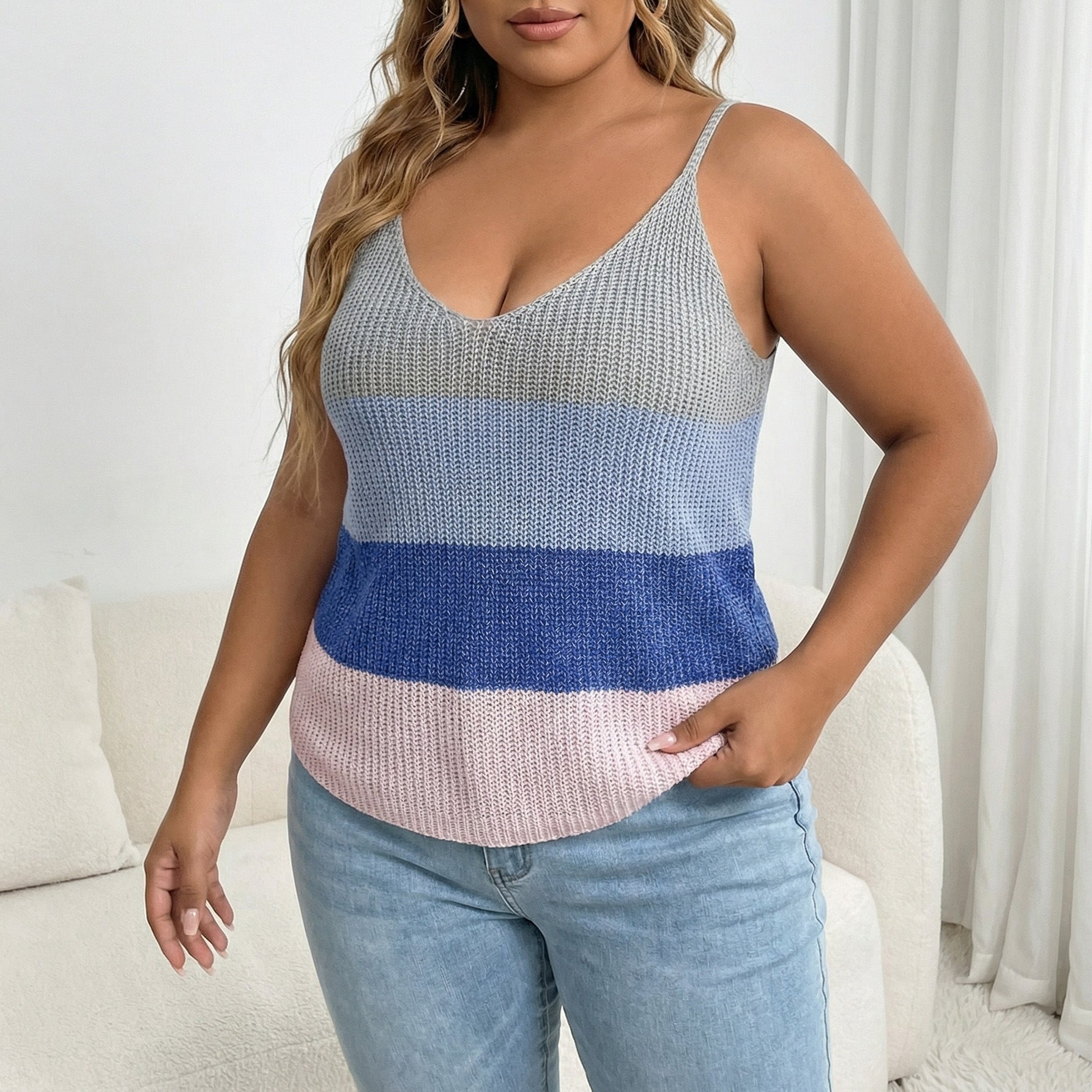 Women Contrast Striped Rainbow
