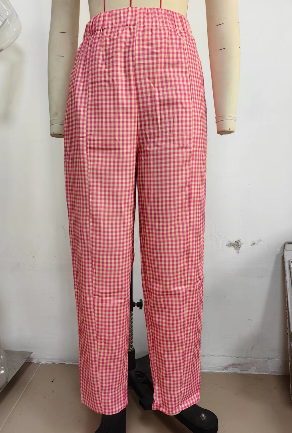 Plaid Straight Leg Pants Summer Women Thin High Waist Drooping Casual Walking Pants