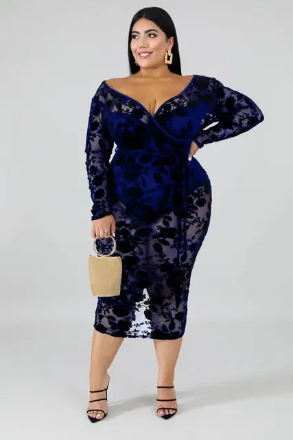 TMWEVN Plus Size Black Lace Bodycon Dress