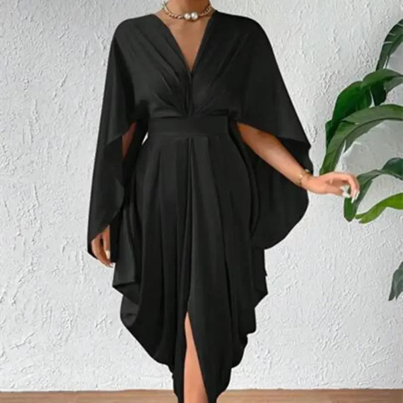 Pleated Wave High-Quality Wide Waist Dress
