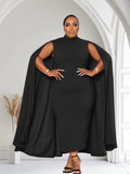 The Stella Cape Plus Size Midi Dress
