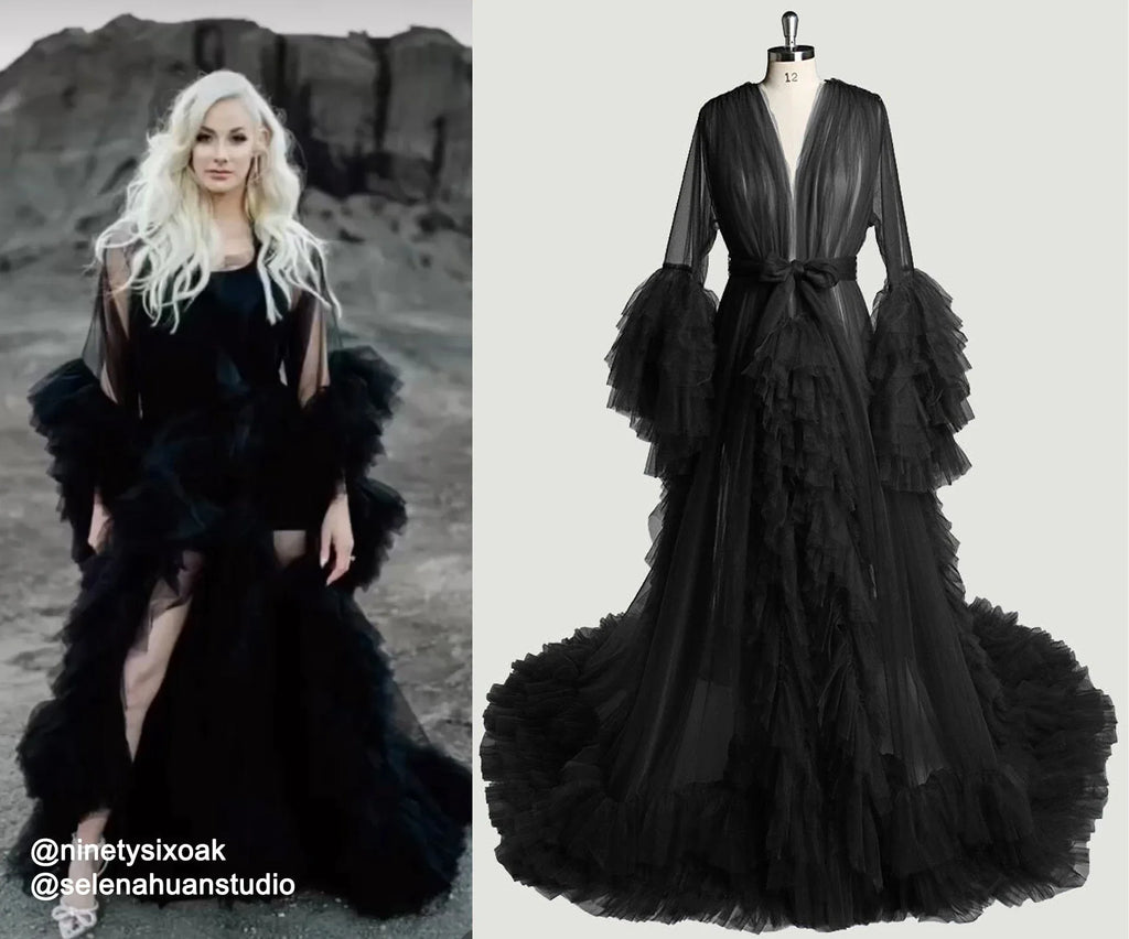 Tulle Ruffled Sleeves Fringe Multi-Color Custom Robe for Theme Photo Shoot