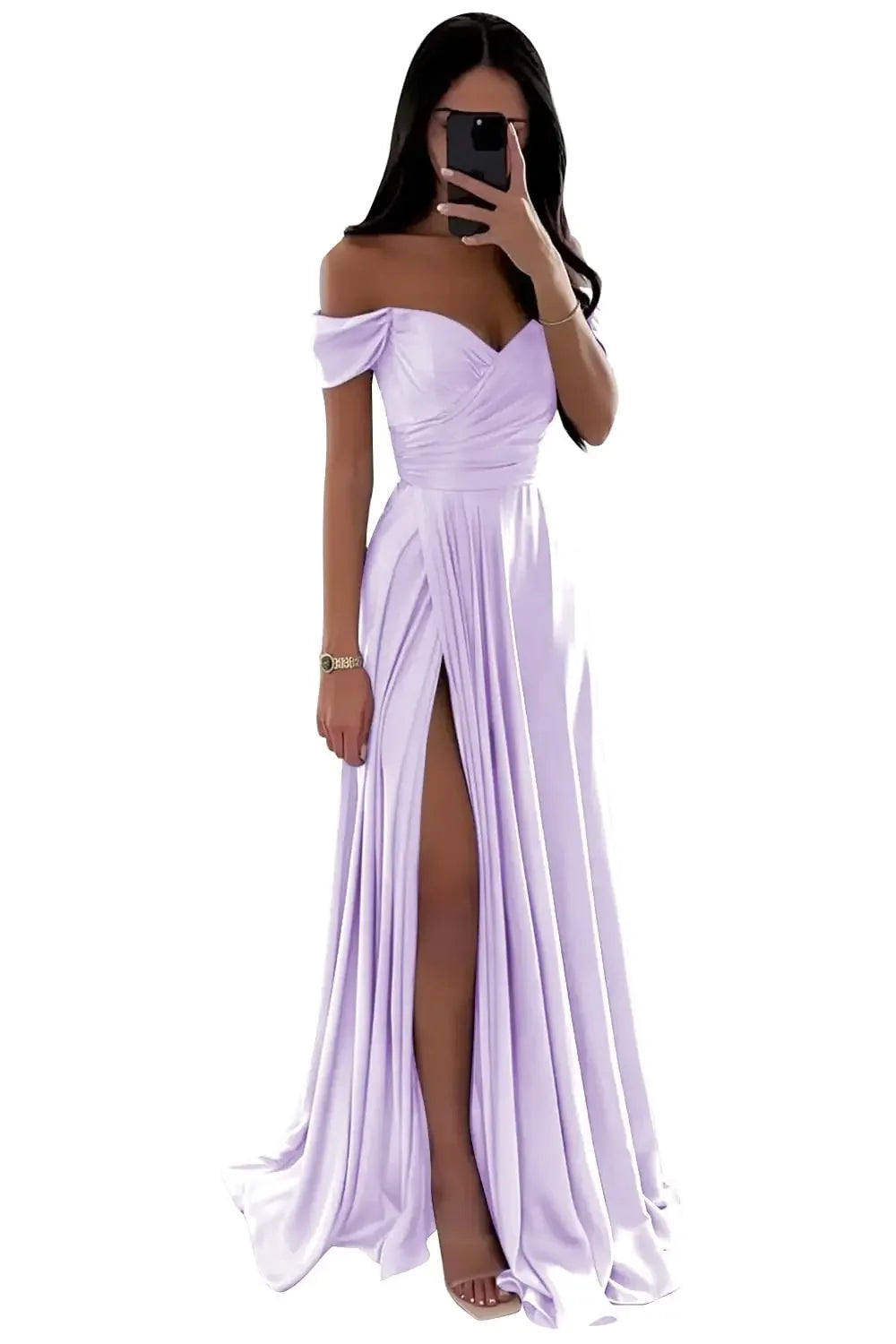Basking Ridge Off the Shoulder Prom V-neck Backless Party Formal Evening Dress