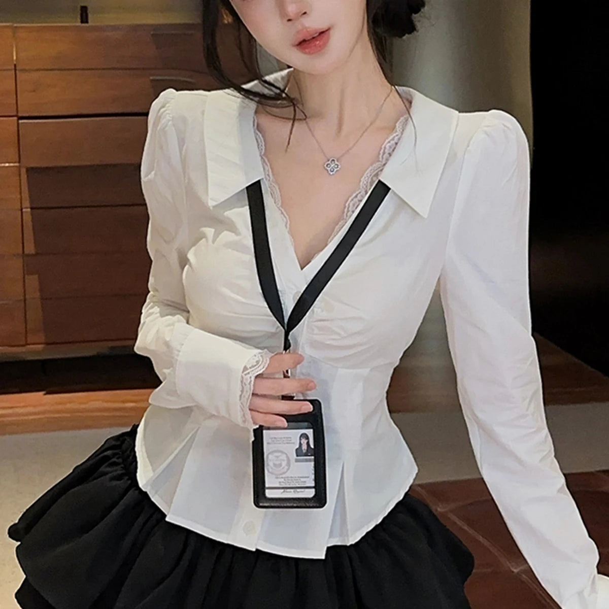 Naomi Long Sleeve Lace Puffy Two Piece Sets
