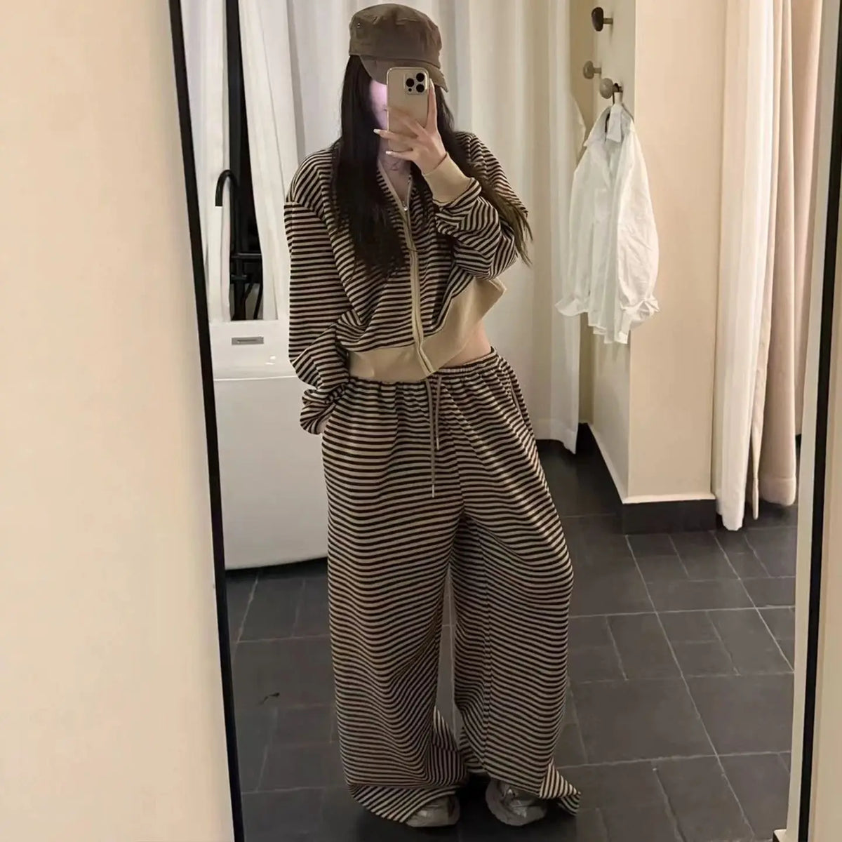 Jatnna Tracksuit Set Zip Up Long Sleeve Two Piece Sets