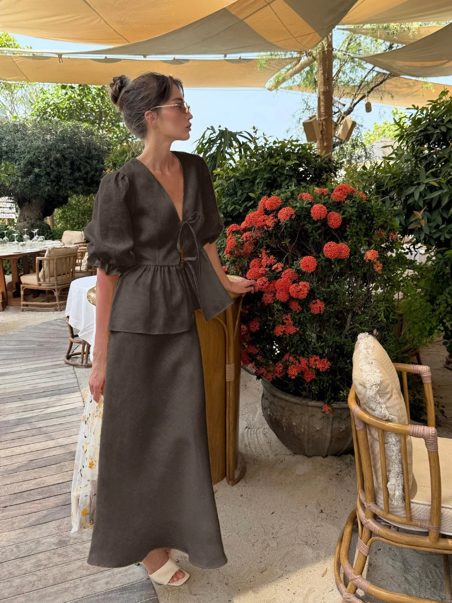 Zerimar Bubble Sleeve Loose Casual Two Piece Sets