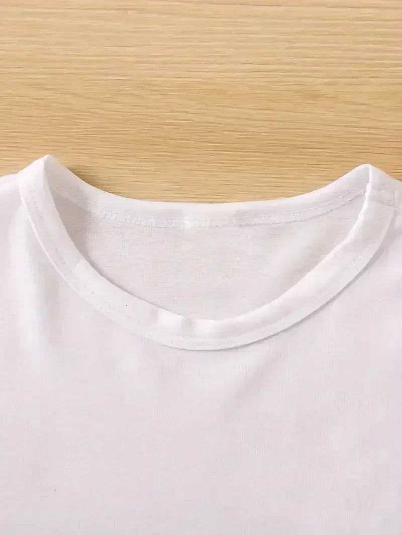 Santorini Printed Round Neck T-Shirt Print Sleeve Printed T Shirt