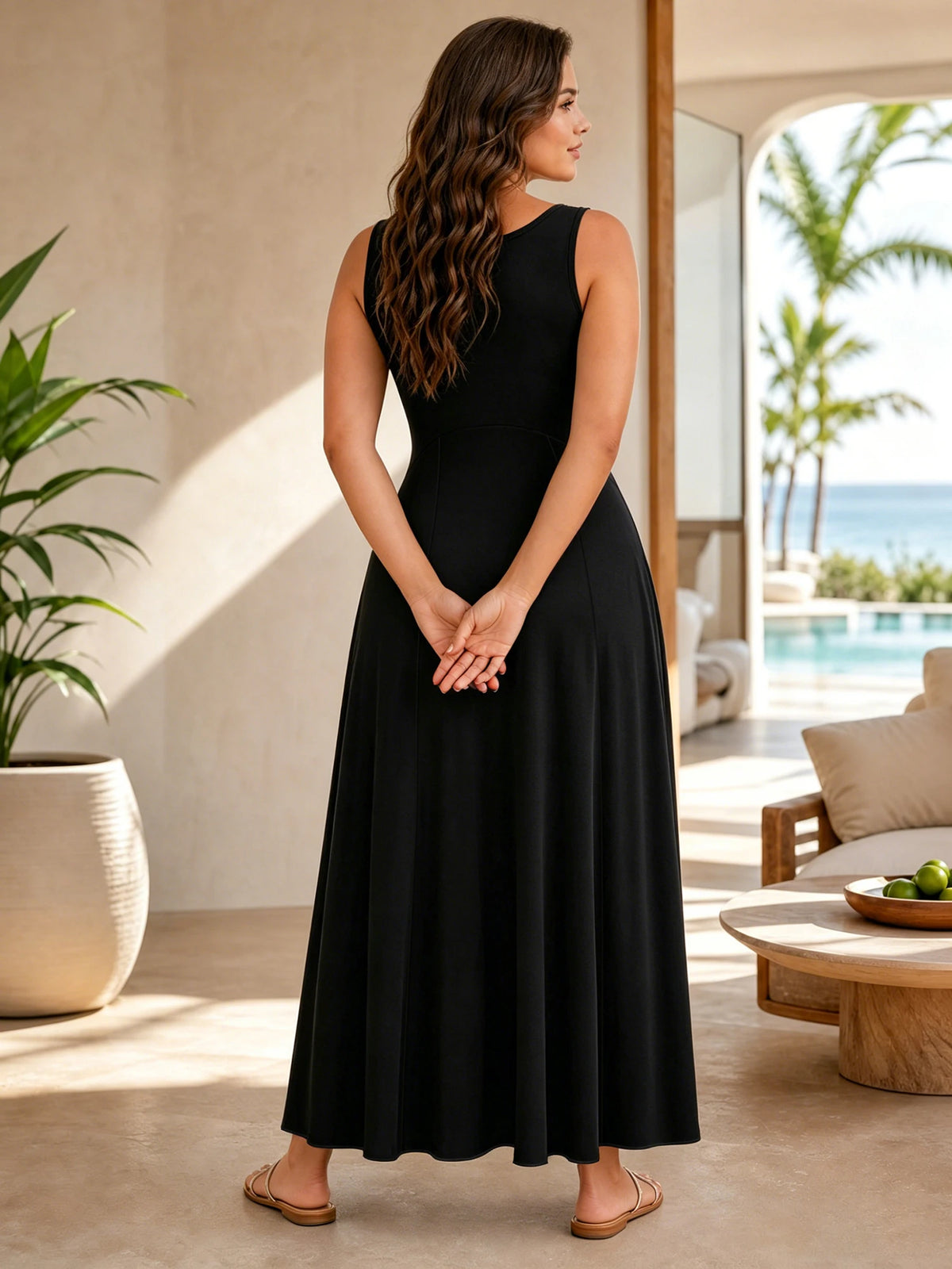 Trento Plus Size Dress U Neck Flowy Casual Tank Sleeveless Sundresses Style