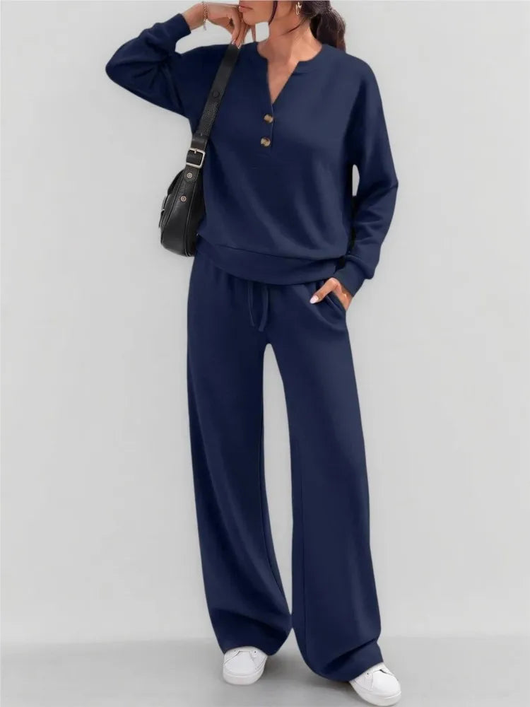 Maria Simple Style Fashionable Wide-leg Two Piece Sets
