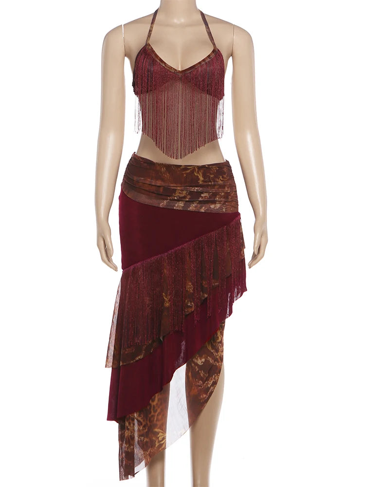 Vanessa Halter Low-Neck Backless Two Piece Sets
