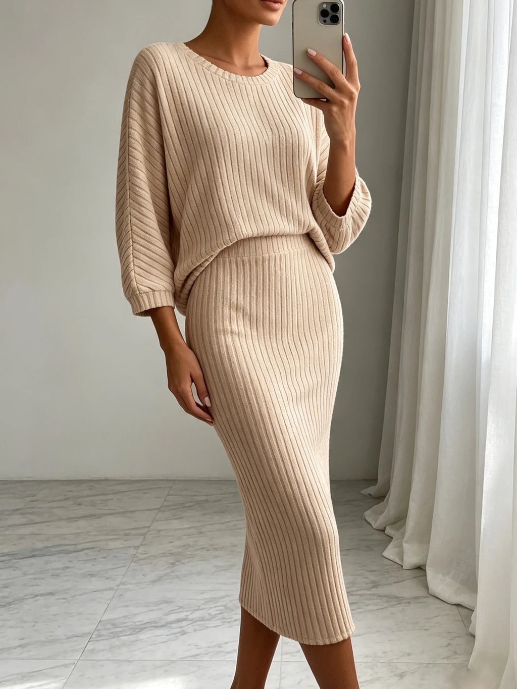 Yelid Outfit Set Fall Winter Solid Color Two Piece Sets
