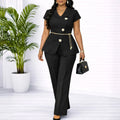 Ina Button Detail Short-Sleeved Two-Piece Sets