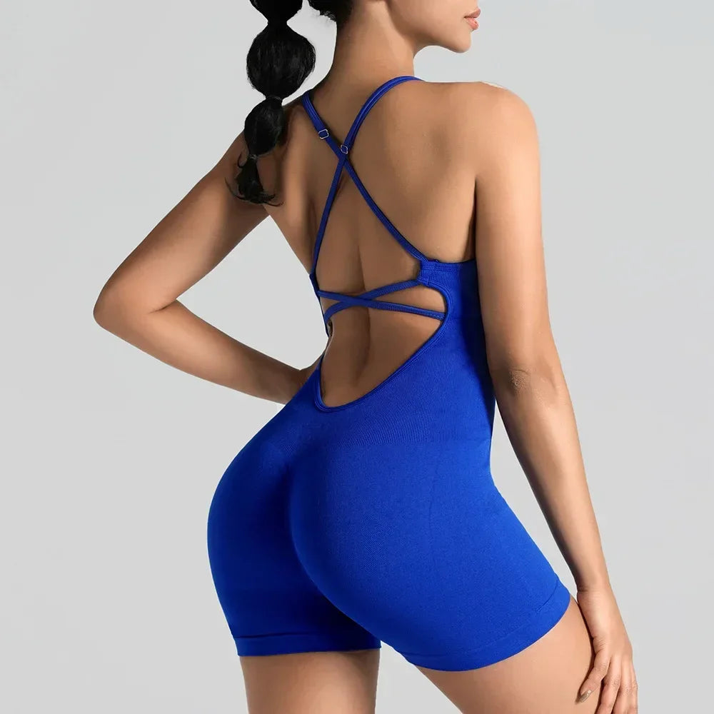 Hershey Tight Fitting High Elasticity Integrated Exercise Workwear Sports Jumpsuit