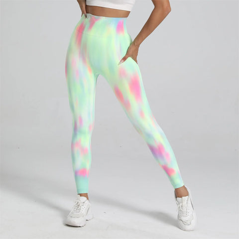 Roselle Tie dye High Waist Legging Push Up Scrunch Gym Sports Yoga Pants