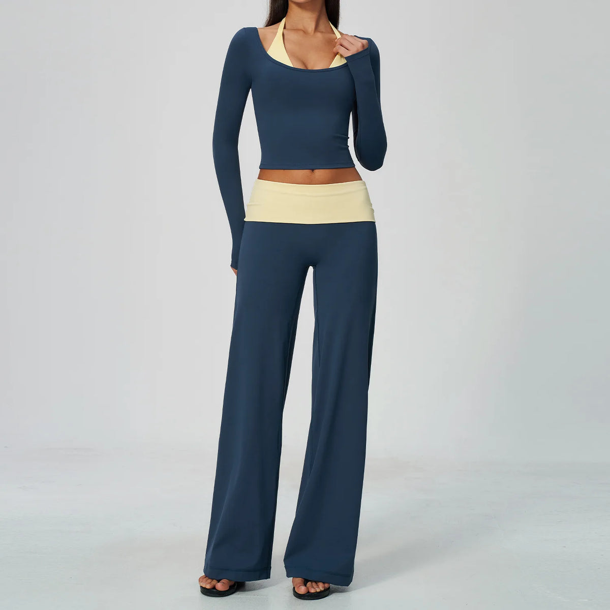 Camila Contrast Color Fitness Suit Tracksuit Two Piece Sets