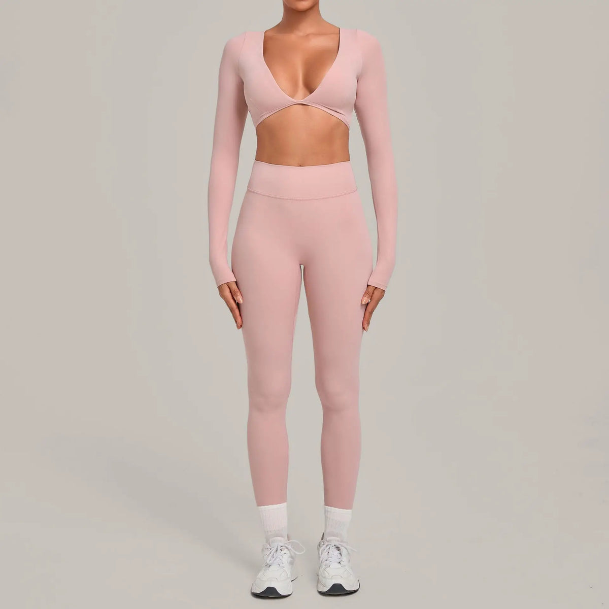 Diana Deep-V Workout Long Sleeved Two Piece Sets