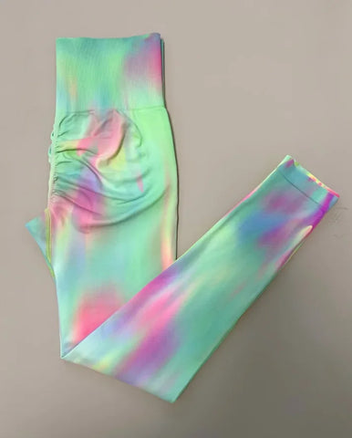 Livington Tie Dye Seamless Leggings Scrunch Fitness High Waist Athletic Yoga Pants