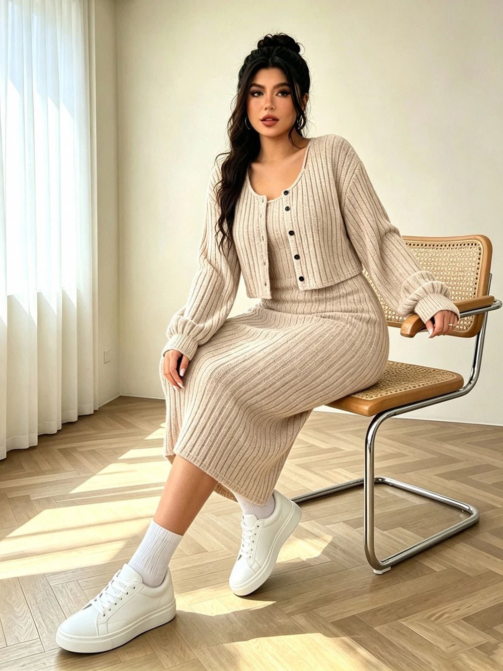 Samantha Plus-size Button-Down Two Piece Sets